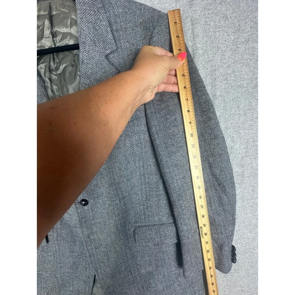 Vintage‎ Tweed Blazer Mens 44R Gray Herringbone Wool Oakton Windowpane USA